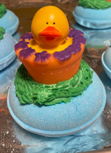 Load image into Gallery viewer, Flower Rubber Duckie Bubble Bath Bomb.
