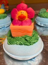 Load image into Gallery viewer, Flower Rubber Duckie Bubble Bath Bomb.
